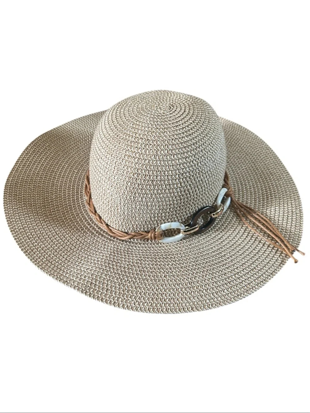 Vintage Wide Brim Straw Hat with Braided Trim - Picture 8 of 8